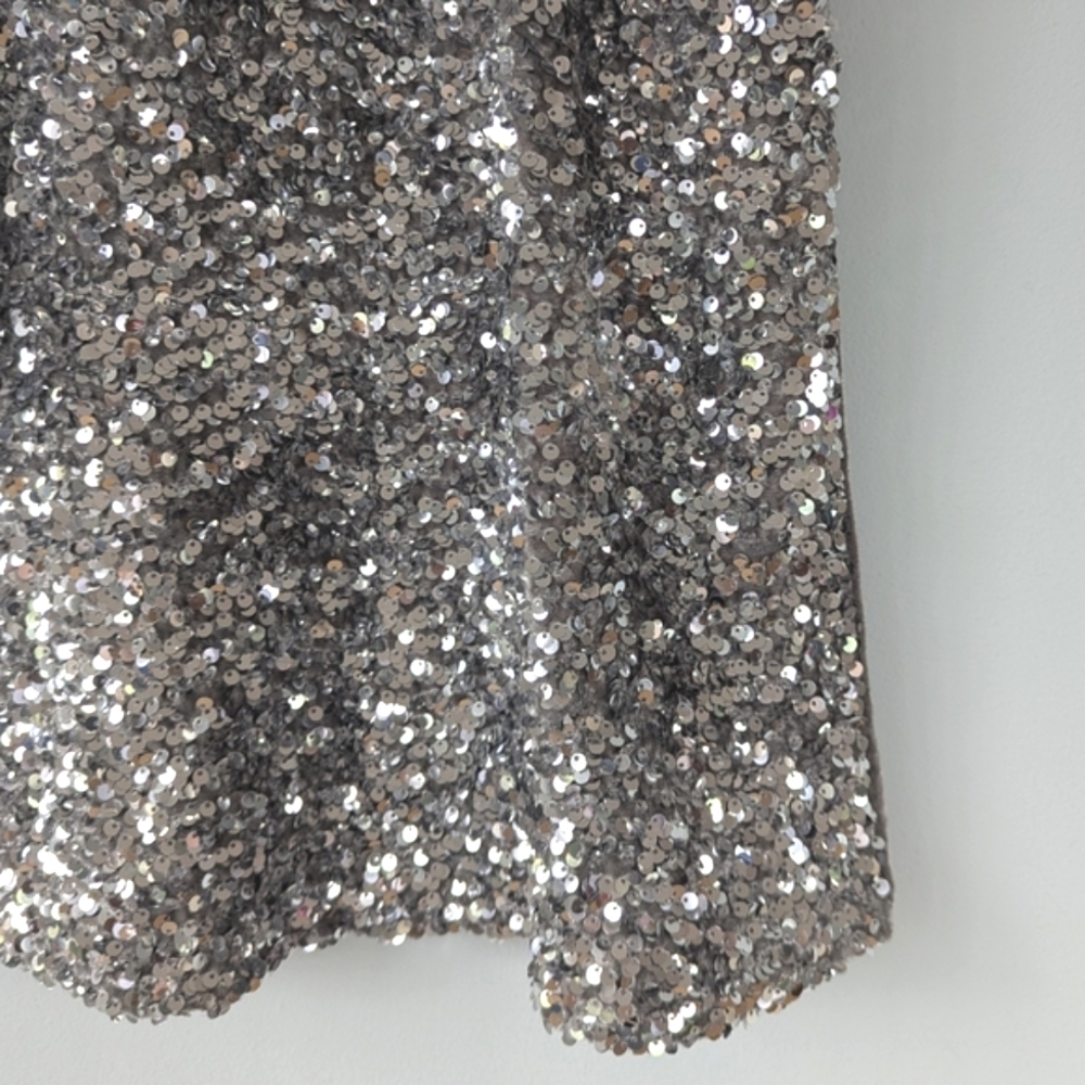 NWT Cable & Gauge Women's Silver Sequin Gray Velvet Sleeveless Halter Top - Picture 6 of 9